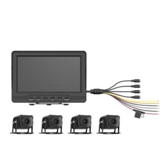 Sistema de Monitoreo Vehicular / 4 Cámaras 1080p / Pantalla LCD 7" / IP68 / Grabación Automática / Micro SD 512 GB / Cambio a Reversa
