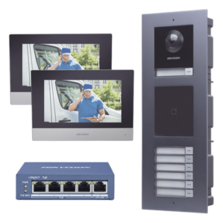 Kit Videoportero IP / 2 Megapixel / 7 Departamentos / 2 Puertas / IP65 / PoE / Empotrado