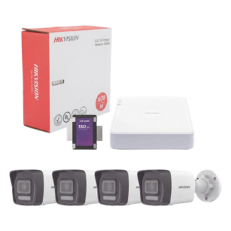 Kit de Videovigilancia IP / 4 Megapixel / NVR 4 Canales PoE+ / 4 Cámaras Bala Dual Light / IR 30 m (98.4 ft) / Luz Blanca 30 m (98.4 ft) / Audio Integrado / SSD 1 TB / Cable 100 m (328.1 ft)