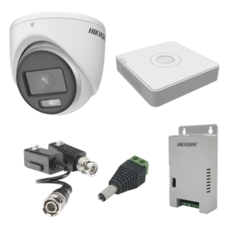 Kit de Videovigilancia TurboHD / 4 Canales / 1080p Lite / 4 Cámaras Eyeball / Color 24/7 / Audio Coaxitron / Fuente Regulada