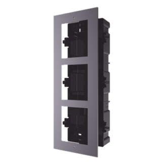 Marco de Instalación Empotrado / 3 Espacios para Módulos de Videoportero / Tapa de Aluminio / Rango Térmico -40°C a +60°C / IP Resistente a Humedad 10%-95%