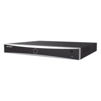 NVR 12 Megapixel (4K) / 16 Canales IP / 16 Puertos PoE+ / Reconocimiento Facial / AcuSense (Evita Falsas Alarmas) / 2 Bahías de Disco Duro / Switch PoE 300 mts / HDMI en 4K / Alarmas I/O / 300 Metros PoE Modo Extendido