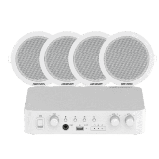 Sistema de Audio Ambiental / Amplificador 80W / 2 Zonas 40W / 4 Altavoces de Plafón / Bluetooth / USB / RCA / Micrófono / Spotify / 100V
