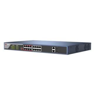Switch PoE 250 Metros Larga Distancia / 16 Puertos 802.3at (30 W) 100 Mbps + 2 Puertos Gigabit + 2 Puertos SFP