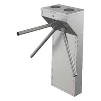 Torniquete Trípode Bidireccional / Acero Inoxidable SUS304 / 2 Millones MCBF / Carril 55 cm (21.7 in) / Apertura Emergencia Automática / LED Dirección / 110 VCA / -20°C a 65°C