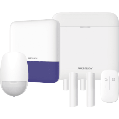 (AX PRO) KIT de Alarma AX PRO / Incluye: 1 Hub con bateria de respaldo / 1 Sensores PIR / 2 Contactos Magnéticos / 1 Control Remoto / 1 Sirena Inalambrica Exterior / WiFi / Compatible con Hik-Connect P2P