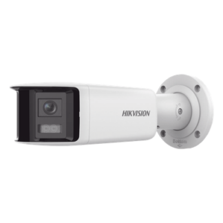 Cámara Bala IP / 4 Megapixel / Dual Lente 2.8 mm / Panorámica 180° / IR 40 m (131.2 ft) / WDR 120 dB / IP67 / Audio Bidireccional / PoE