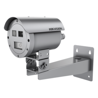 Cámara Bala IP Térmica Dual / Térmico 384x288 15 mm / Óptico 4 MP 15 mm / Termométrica -20°C a 150°C / IP68 / IR 30 m (98.4 ft) / Antiexplosión / Anticorrosión