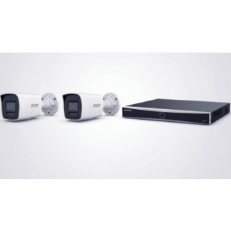 Kit NVR IP / 8 Canales / 8 Puertos PoE+ / 2 Cámaras Bullet 4 MP / ColorVu 3.0 / Luz Dual 30 m (98.4 ft) / AcuSense / IP67 / H.265+