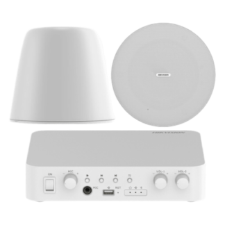 Kit de amplificador compatible con Spotify | Bluetooth | 2 Altavoces Colgantes | sistema 100v | 2 canales con control de volumen independiente | música ambiental