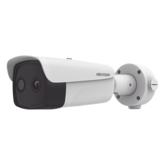 Bala IP Dual / Térmica 35 mm (384 X 288 ) / Óptico 15 mm (4 Megapixel) / 100 mts IR / IP66 / PoE / Termométrica / Detección de Temperatura / MicroSD
