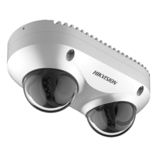Cámara Panorámica Dual / 4 MP por Lente / 2.8 mm Fijo / IP67 / IK10 / PoE / WDR 120 dB / 10 m (32.8 ft) IR / Audio y Alarma I/O / MicroSD 256 GB
