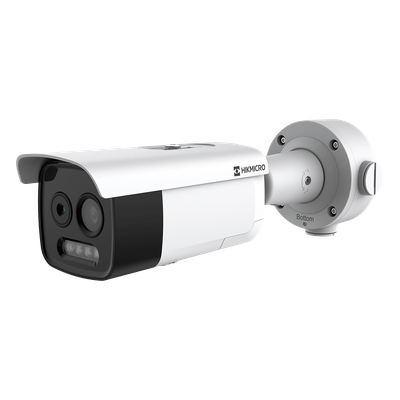 Cámara Bala IP Bi-Espectral / Térmica 256×192 / Óptica 5 MP / IA GUANLAN / Rango -20°C a 650°C / Precisión ±2°C / Detección de Fuego y Humo / Alarma Visual y Audible / Dual Light