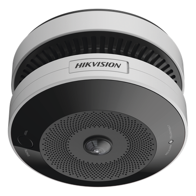 Cámara Fisheye IP / 4 Megapixel / Detector de Humo y Temperatura / IR 15 m (49.2 ft) / WDR 120 dB / Alarma 85 dB / PoE / MicroSD 128 GB
