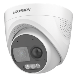 Cámara Turret TURBOHD / 2 Megapixel 1080p / Imagen a Color 24/7 / Luz Blanca 20 m (65.6 ft) / Sensor PIR 110° / Sirena 93.5 dB / Estrobo Rojo-Azul / IP67 / WDR 130 dB / Micrófono Integrado