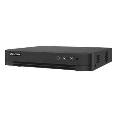 DVR Híbrido / 16 Canales TURBOHD + 8 Canales IP / 3K Lite 2560x1440 / Audio Bidireccional por Coaxitron / AcuSense / H.265+ / 1 Bahía HDD hasta 10 TB / Salida Full HD
