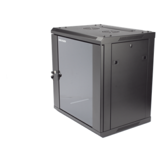 Gabinete de Pared y Piso / 12U Rack 19" / Cristal Templado / Carga 40 kg / Laterales Desmontables / 600 x 635 x 450 mm (23.6 x 25 x 17.7 in)
