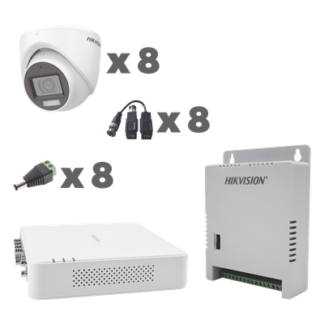 Kit TurboHD / DVR 8 Canales / 1080p / Audio Coaxitron / 8 Cámaras Eyeball / Micrófono Integrado / Luz Dual IR 30 m (98.4 ft) + Blanca 20 m (65.6 ft) / Fuente Seleccionable 12V/13.5V/15V
