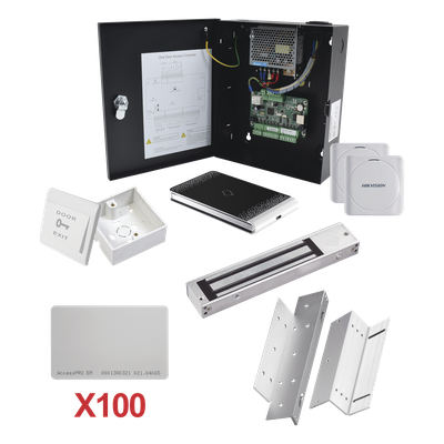 Kit de Control de Acceso / 10,000 Tarjetas / 50,000 Eventos / TCP-IP / Wiegand / Gabinete Metálico / 12 VCC / 0.94 x 0.78 x 0.23 pies