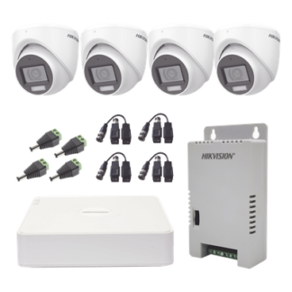 Kit de Videovigilancia TurboHD / DVR 4 Canales / 4 Cámaras Eyeball 2 Megapixel / Audio por Coaxitron / Luz Dual 20 m (65.6 ft) Blanca + 30 m (98.4 ft) IR / IP67 / Fuente de Poder Seleccionable