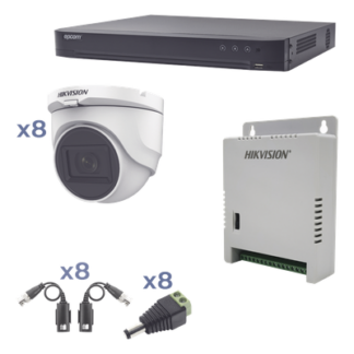 Kit de Videovigilancia TurboHD / DVR 8 Canales / 8 Cámaras Turret / 2.8 mm / 106° / IR 30 m (98.4 ft) / Audio Bidireccional / Reconocimiento Facial