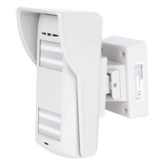 Detector Dual-Tech Inalámbrico para Exterior / Microondas + 2 PIR / Inmunidad Mascotas 35 kg / Baterías Litio 3V 4700 mAh / Montaje Ajustable 45°