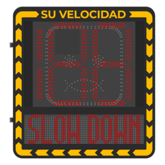 Radar Medidor de Velocidad / Detección 100 m (328.1 ft) / 32 Objetivos / 3 Carriles / Pantalla LED 3000 cd/m² / IP66 / Ethernet