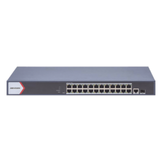 Switch PoE+ Administrable / 24 Puertos Gigabit / 1 Puerto Uplink Gigabit / 1 Puerto SFP Uplink / 230 W / Alcance Extendido 300 m (984.3 ft)