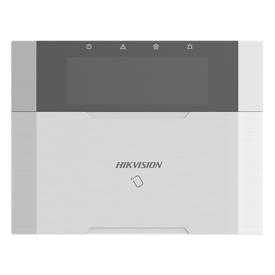 Teclado de alarma / Pantalla LCD / Lector RFID integrado / 2 zonas cableadas / 1 salida de alarma / 64 llaveros / 12VCC / 150x115x28 mm / 5.9x4.5x1.1 in