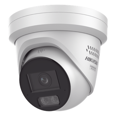 Turret IP / 4 Megapixel / Lente 2.8 mm / 108.8° / IR 30 m + Luz Blanca 30 m / 98 ft / WDR 130 dB / IP67 NEMA 4X / Metal / Audio bidireccional / Micro SD 512 GB