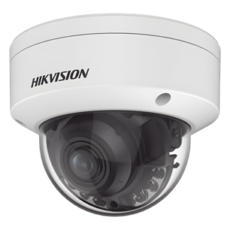 Domo IP / 4 MP / Lente Varifocal 3.6-9 mm / IR 40 m (131 ft) + Luz Blanca 40 m (131 ft) / WDR 130 dB / IP67 / IK10 / AcuSense / MicroSD 512 GB / PoE