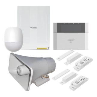 Kit Panel de Alarma Híbrido / 64 Zonas Cableadas e Inalámbricas / Teclado LCD con Lector de Tags / Sirena 120 dB IP65 / PIR 18 m Inmunidad Mascotas 10 kg